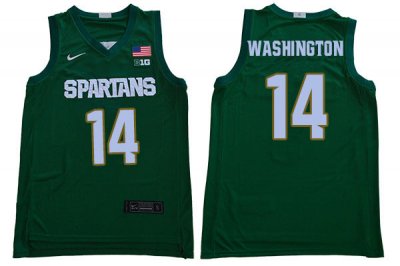 Men Brock Washington Michigan State Spartans #14 Nike NCAA Green Authentic College Stitched Basketball Jersey IK50G13WW